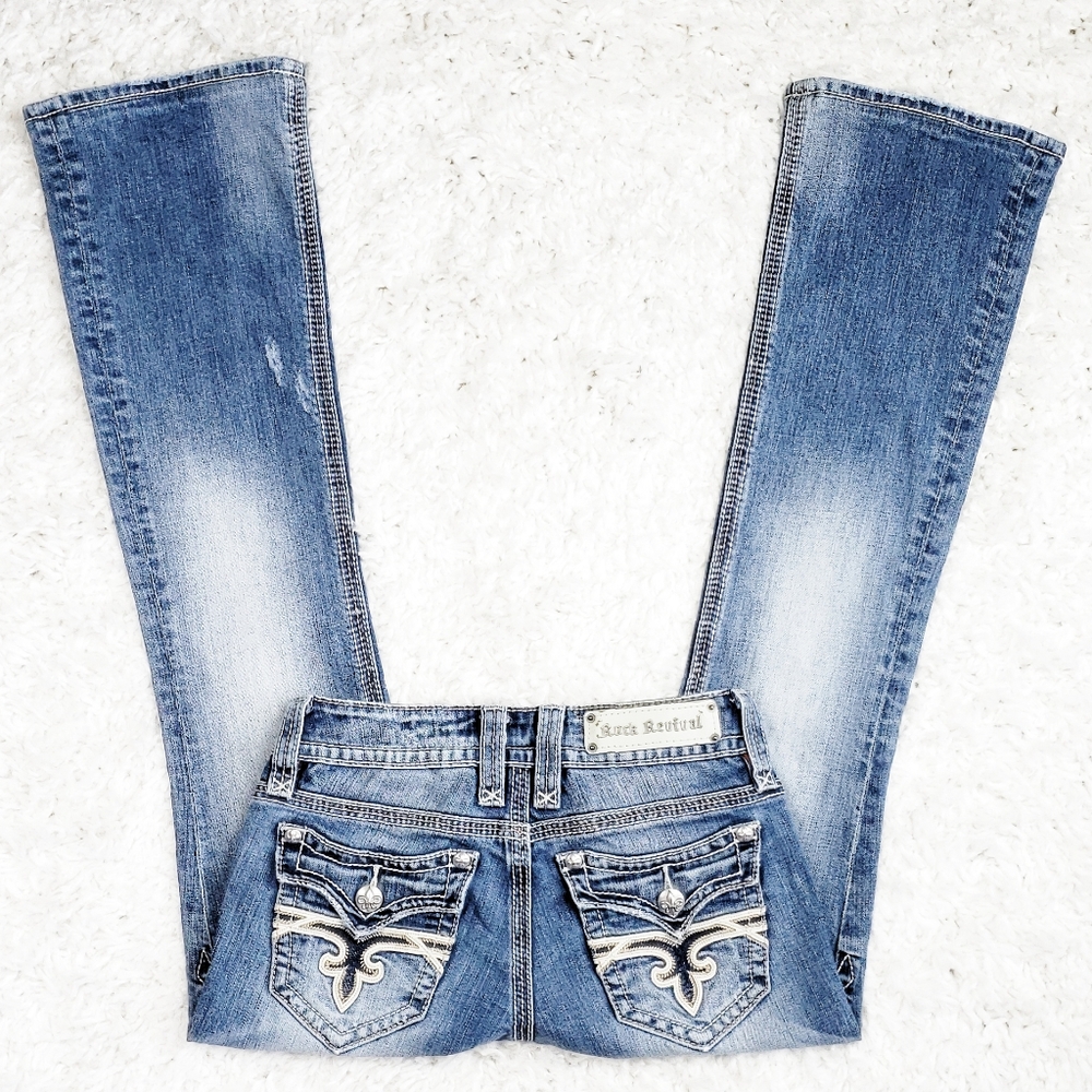 Rock Revival Women's Light Blue Embroidered Pocket Jeans